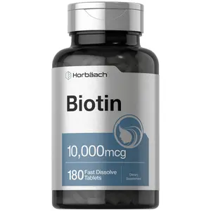 Horbäach Biotin 10000mcg | 180 Fast Dissolve Tablets | For Women & Men | Beauty Supplement | Vegetarian, Non-GMO, Gluten Free