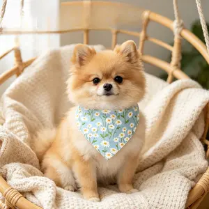 Korean-style pet triangular bandana, cute and fresh saliva towel, adjustable neck scarf, soft and stylish pet triangular collar apparel. Lightweight and lovely pet square scarf, suitable for puppies and kittens for indoor and outdoor use