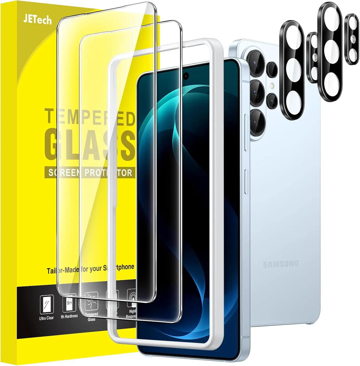 Screen Protector for Samsung Galaxy S26 Ultra with Camera Lens Protector, 9H Tempered Glass Film with Easy Installation Tool, Fingerprint ID Compatible, HD Clear, 2-Pack Each