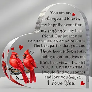 Romantic Heart Acrylic Plaque Valentine’s Day Gift for Couples Love Message Desktop Decor Keepsake