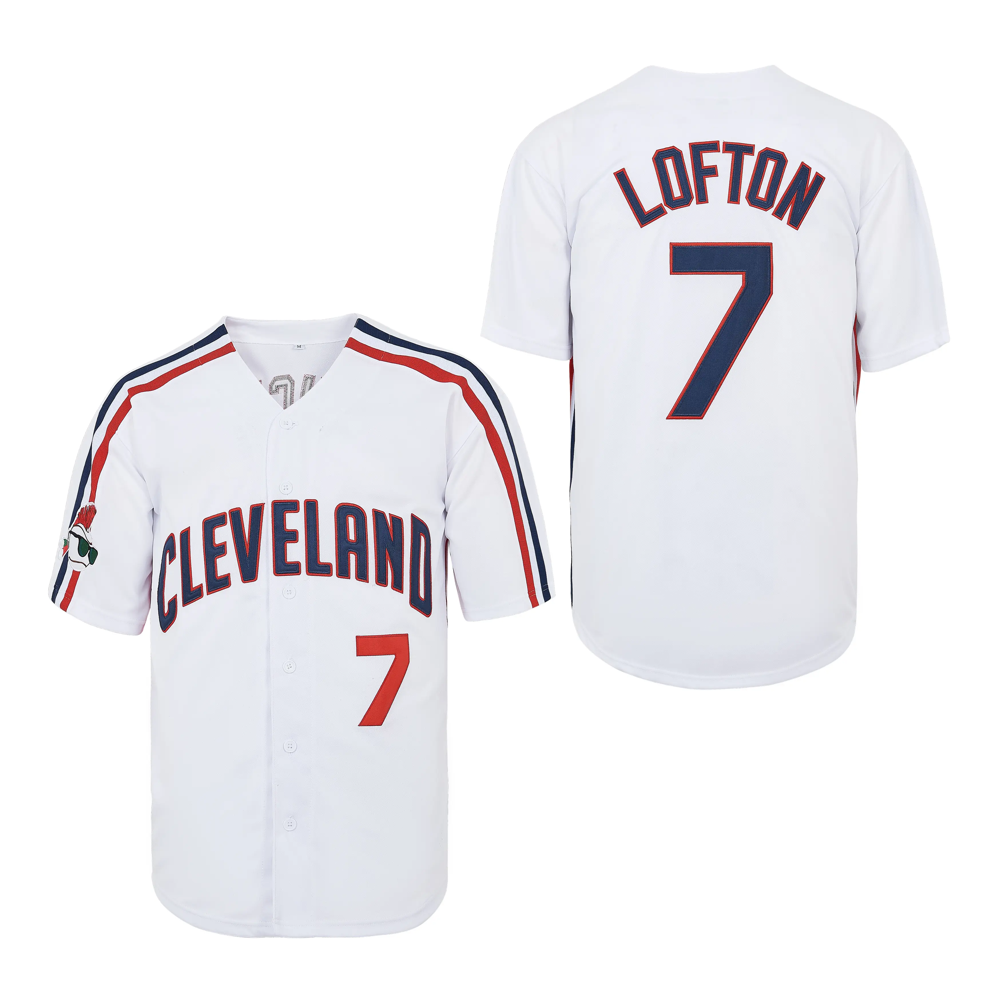 Men’s Cleveland #7 Lofton Retro Baseball Jersey Hip Hop Shirts Embroidery
