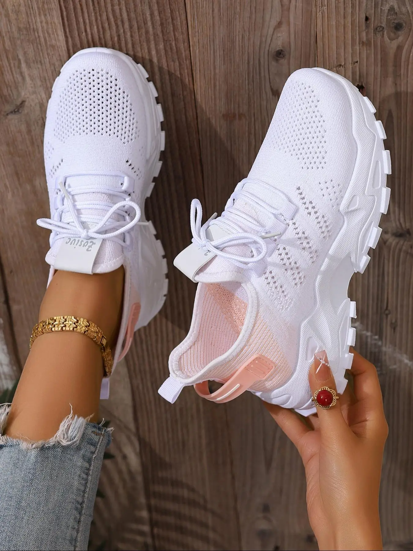 Women's Fashionable Lace Up Low Top Sneakers, Casual Comfortable Breathable Sports Running Shoes, All-match Basic Shoes for Daily Wear