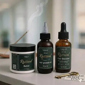 Rassoul Hair Growth Set (4oz Butter + Oil Booster Blend) - Nourishing, Gentle, Unisex Haircare with Aloe Vera, Peppermint, Rosemary, Biotin; Moisturizes, Hydrates, Repairs Dry Hair, Targets Alopecia, Thinning Edges, Hair Growth Accelerator, Hydrating Scal