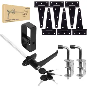 Shed Door Hardware Kit with Hinges, Latch, Lock, and Handle - Complete Gate Hardware Set for Your Shed Door