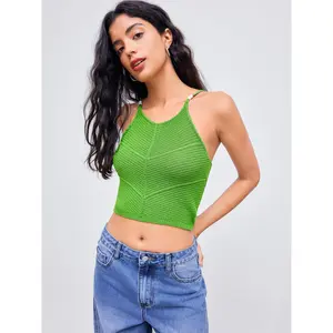 Cider [size 2-10] Knitted Scoop Neckline Beaded Crop Cami Top SwimWeek