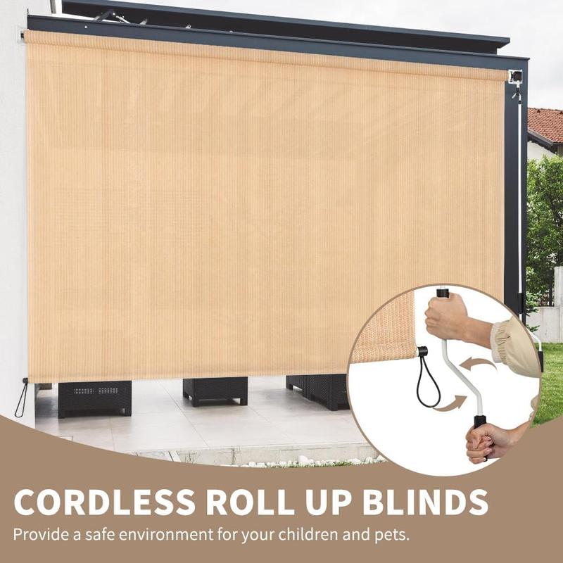 Outdoor Roller Shade 4' W x 6' L Cordless Patio Shades Roll Up Outdoors Blinds with UV Protection, Exterior Roller Shades Cloth for Porch Pergola, Walnut Outdoor Roller Shade 4' W x 6' L Cordless Patio Shades Roll Up Outdoors Blinds with UV Protection, Exterior Roller Shades Cloth for Porch Pergola, Walnut