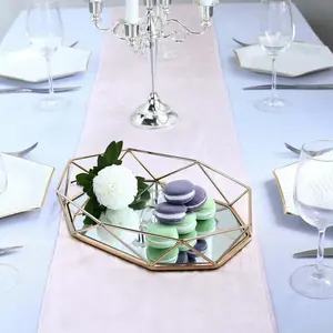 Metal Serving Tray 14"x9" Octagon Gold with Mirrored Top - Sleek Decorative Vanity Tray Centerpiece