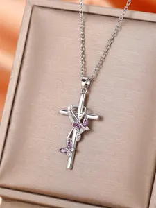 Women's Elegant Cross Charm Decor Pendant Necklace, Exquisite Trendy Pendant Necklace, Chic Jewelry As Gift for Girlfriend, Coptic Cross Necklace