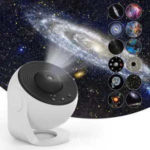 Night Light Galaxy Projector Starry Sky 360° Rotate Planetarium Lamp for Kids Bedroom B&W All Black White 13 Film Rolls USB Power Valentine's Day Gift Wedding Deco