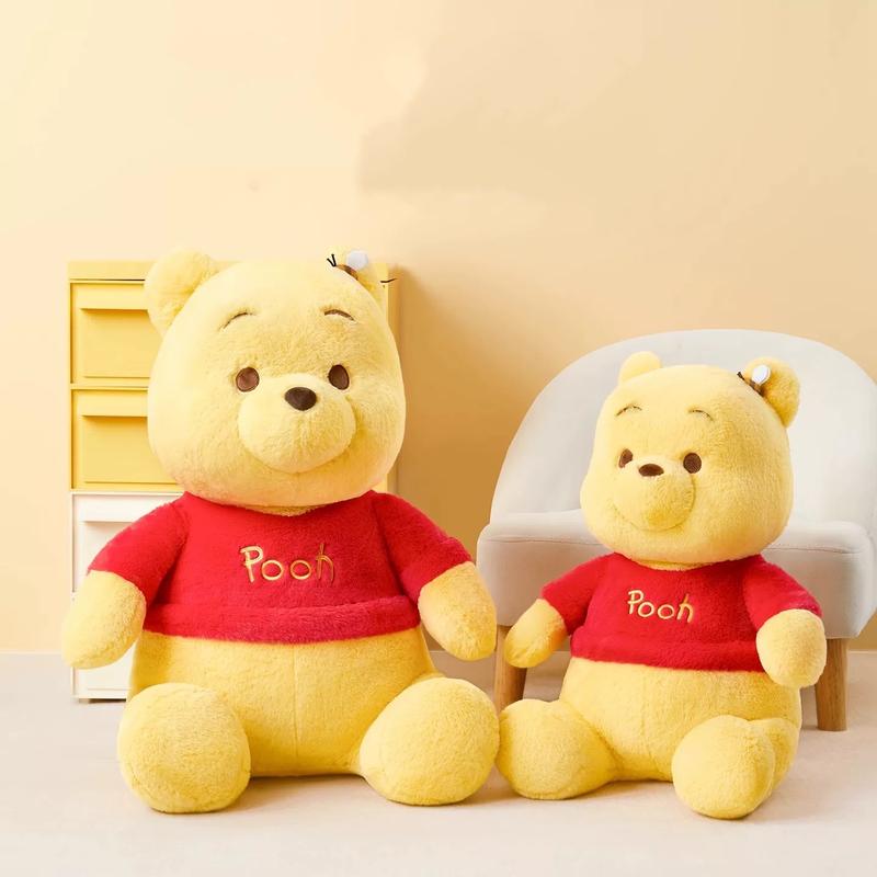 Disney Winnie the Pooh Classic Sitting Plush 23.6"/19.6"- Ultra Soft, Exquisitely Embroidered, Adorable Classic Character Stuffed Toy,Plump Collectible Doll for Fans, Room Decor, Suitable Gift for Women Girls& Fans,Holiday Gift(1pc)