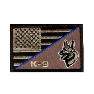 K-9 USA American Flag Thin Blue Line Police Swat Hook Patch (PK3)