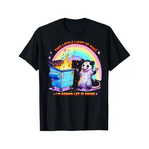 100% Cotton Summer T Shirts Funny Possum This Little Light - My Trash Can Fire Possum T-Shirt T-Shirt For Men and Women