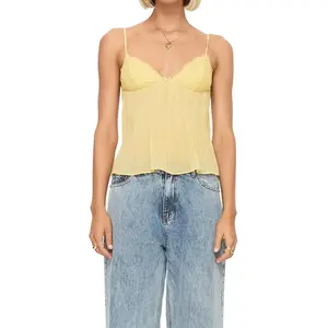 Women’s Y2K Doll Vest Spaghetti Strap Peplum Top Sleeveless Floral Shirt Vest GARMENTARY