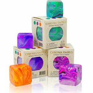 4Pcs Marbled Stress Cube Squishies for Adults & Kids, Satisfying Sensory Fidget Toys for Office Desk & School, Ice Square Sugar Balls for Anxiety Relief, Silent Squeeze Maltose Toy Set, Perfect Birthday Gift & Party Favors
