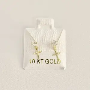 10k Gold Earrings - WS Dangle Cross