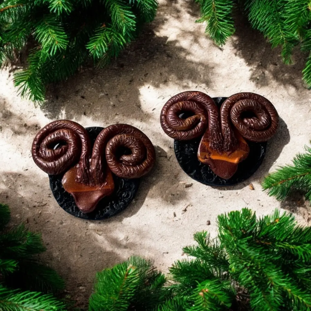 Zodiac Earrings "Aries" with Unique Design and Dark Brown Color