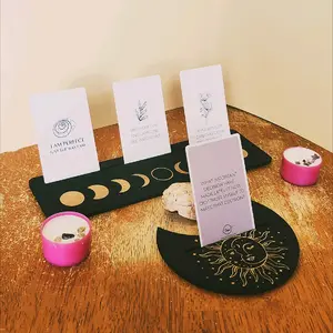 Wooden Celestial Themed Tarot Card Holder Set