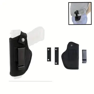 Pistol Holster for Glock & Airsoft Pistols - Adjustable Right/Left Hand Concealed Carry Waist Holster with Magazine Slot, Snap Closure,  Outdoor Accessories, Gun Holster, Secure Snap Closure 9MM 380 Glock 17 19 26 43x 1911 vnsh fn reflex holster