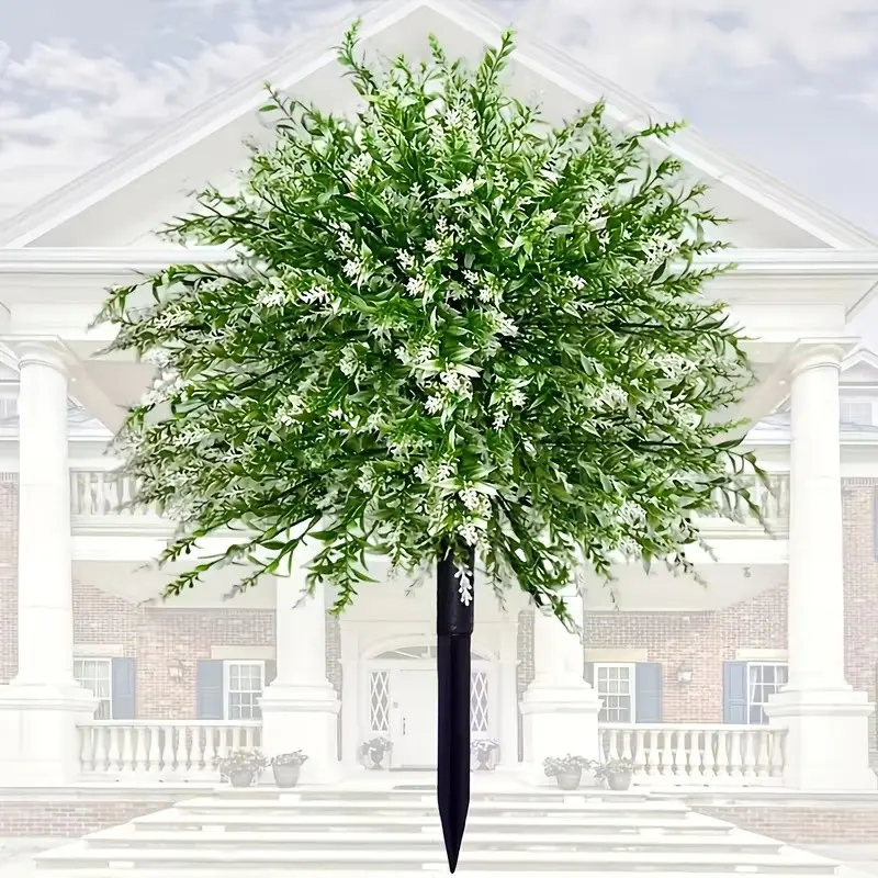 1pcs Artificial White Lavender with Ground Stakes, Uv-Resistant Artificial Shrubs, Indoor Faux Plant, Artificial Floral Plant, Artificial Flower Plant, Suitable for Indoor And Outdoor Decoration, Including Homes, Hotels, Gardens, Artificial Plants