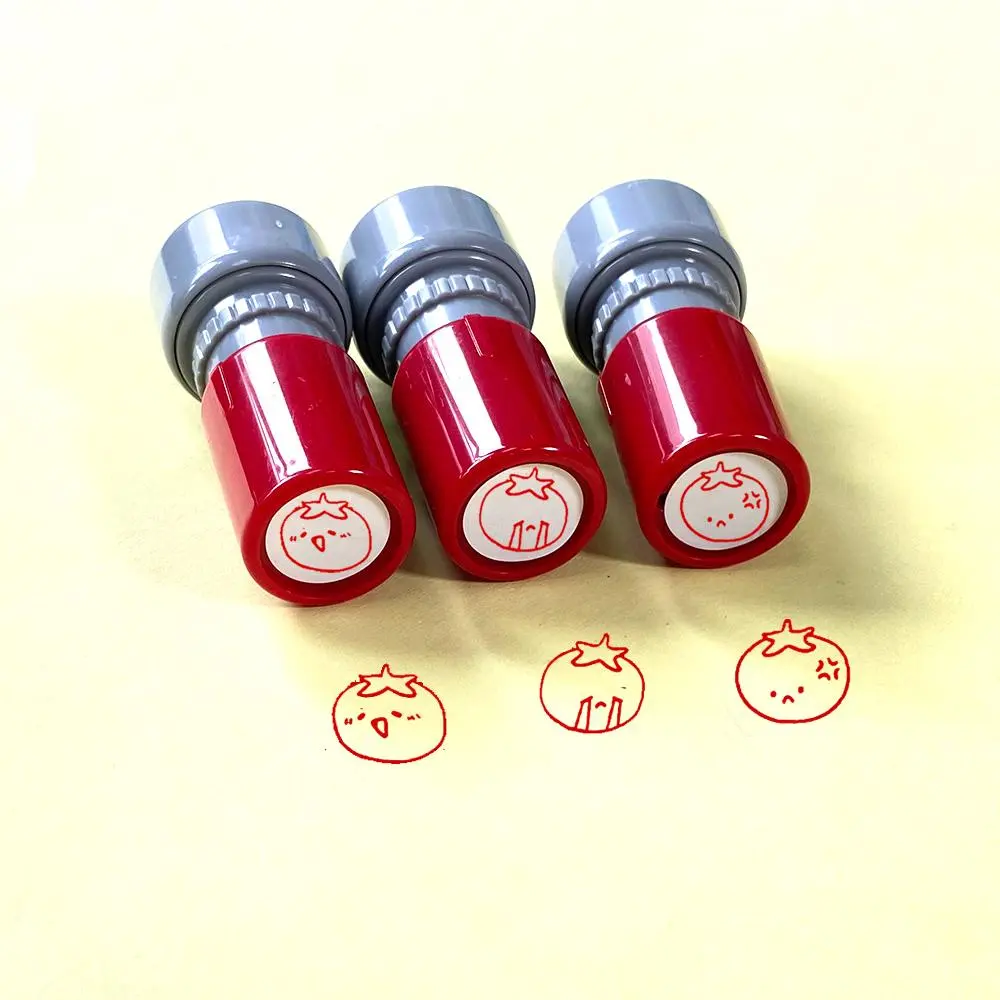 Cute Tomato Expression Stamp, 3 Counts/set Round Stamp, Lovely Stamp for DIY Scrapbooking, Journaling, Gift Wrapping, Greeting Card, Handcraft, Scrapbooking Stamping