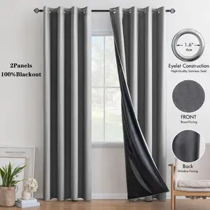 2-Piece 100% Light Blocking Sunscreen Curtains, Indoor Dark Cotton Polyester Fabric with Lining, Modern Romantic Simple Style