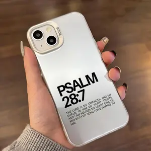Phone case for iPhone 16 Pro Max 15 Plus 14 13 12 11 XR XS Bible Psalm 28:7 Verse Christ Aesthetics Pattern Anti-Scratch Shockproof Pocket-Friendly durable Cover