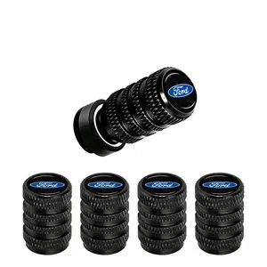Red & Black Tire Valve Stem Caps 5 Pack Universal Car Tire Valve Stem Protective Covers Auto Parts & Car Accessories Dustproof Leak-Proof Seal Fit for Ford Most Cars SUV Trucks Wheel Tire Valve Stem Protection