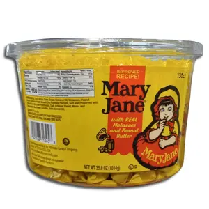 Mary Jane Candy | Individually Wrapped Molasses & Peanut Butter Candy | Huge 35.8 Oz (2.24 Lbs) | 130 Count Tub