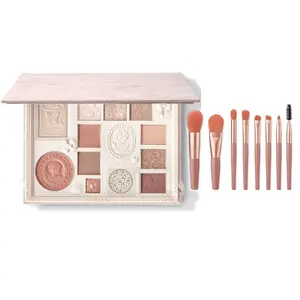 Kapell 12-Color Lace Eyeshadow 8-Piece Makeup Brush Set Macaron Brushes Portable Lip Brush, Eyeshadow Brush, Blush Brush, Contour Brush, Eyebrow Brush, Animal Hair, Convenient for Travel Dream Goddess Matte and Shimmer Blush, Highlighter, Powder Eyeshadow