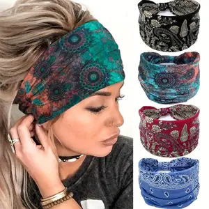 Boho Style Paisley & Mandala Pattern Tie Dye Hairband, 4 Counts/set Casual Elastic Hair Band for Women & Girls, Fashion Hair Accessories for Gym Workout Running, Gym Wrap Headband, Headbands Women, Sweat Absorbing Headband