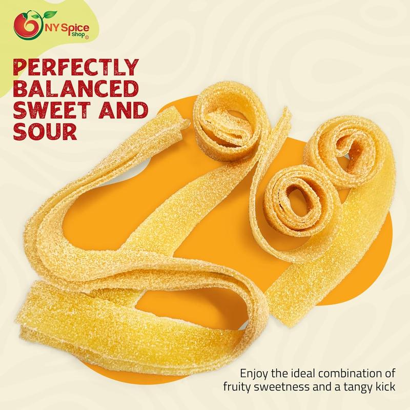 NY Spice Shop Mango Sour Belts - Tart Gummies, Chewy Rainbow Candy Ribbons, Sour Fruit Strips, and Sour Rope Treats - Sour Belts Pack Snack Sugar