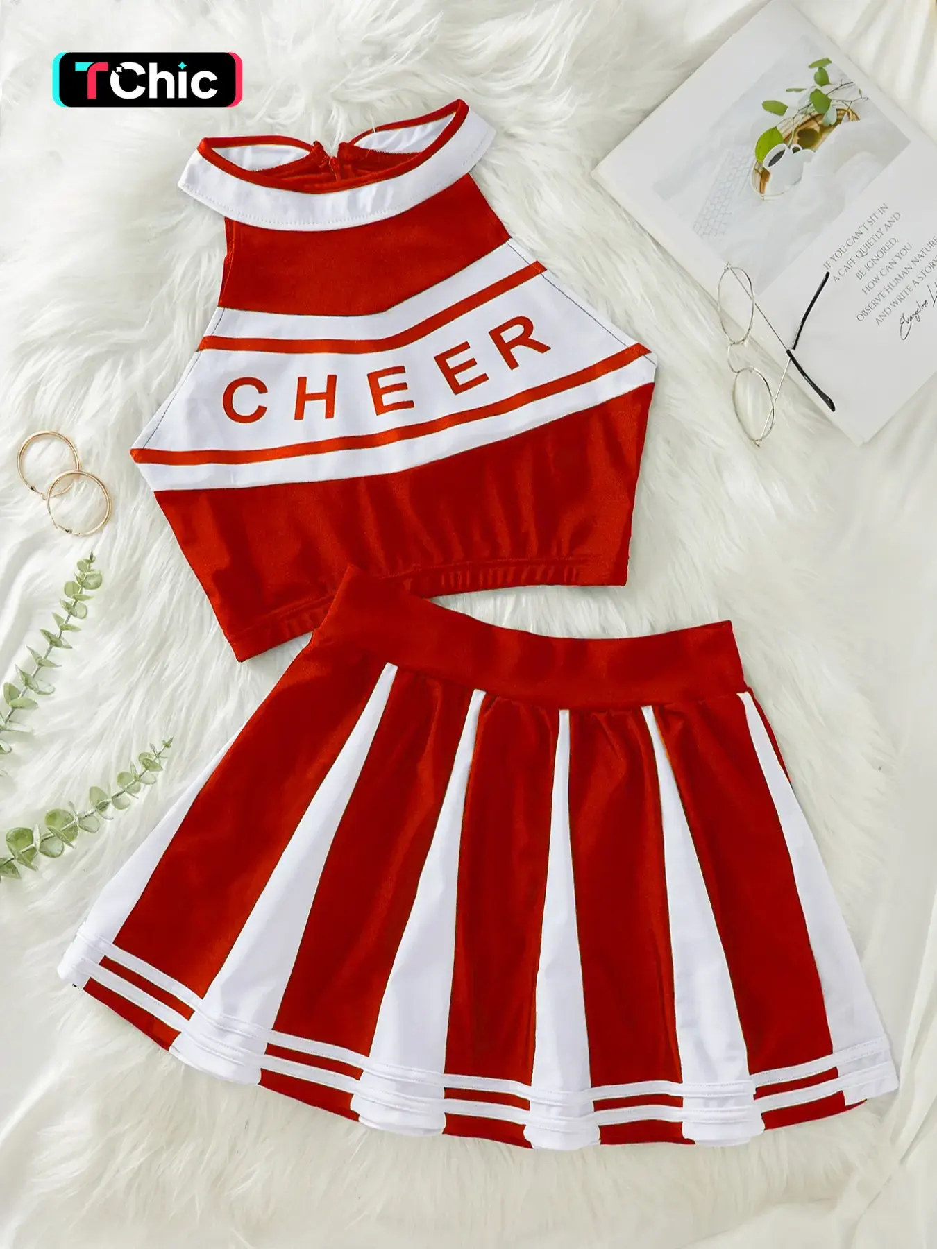 Women's Colorblock Cheerleading Uniform Set, Sexy Satin Crop Top & Plaid Print Skirt Set, Women's Lingerie & Underwear for All Seasons 2 piece sets baddie pajamas shorts baddie Clothes