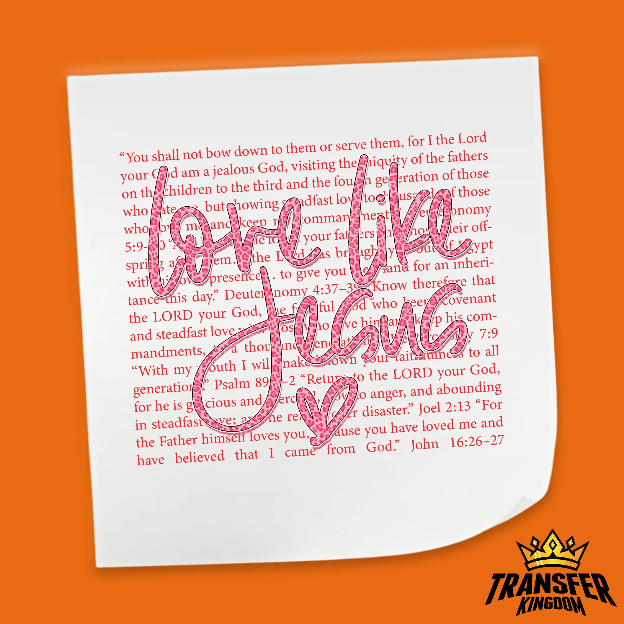 Love Like Jesus Scripture Typography - Valentine's Day DTF Heat Transfer Sheet