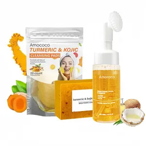 Turmeric Skincare 3-Piece Set: Turmeric Tablets, Cleansing Mousse, Cleansing Soap. Suitable for daily facial cleansing, basic skincare and skin soothing, providing gentle moisturization, deep cleansing and nourishing care for the skin.