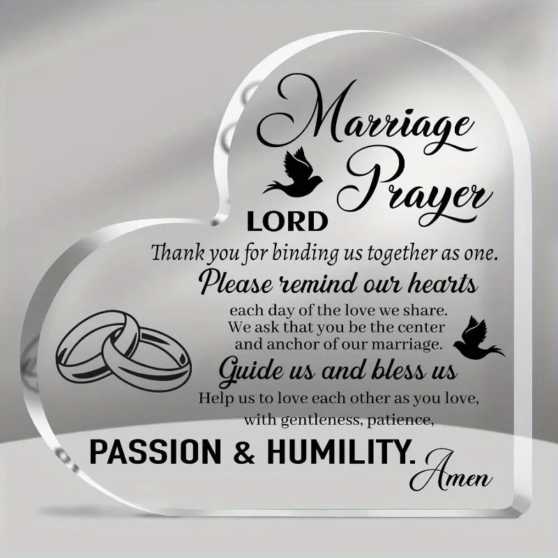 Religious Wedding Sign, Acrylic Photo Plaque, Acrylic Plaque Decor, Perfect Gift for Newlywed Couples, Inspirational Prayer Quotes, Christian Marriage Blessing Idea
