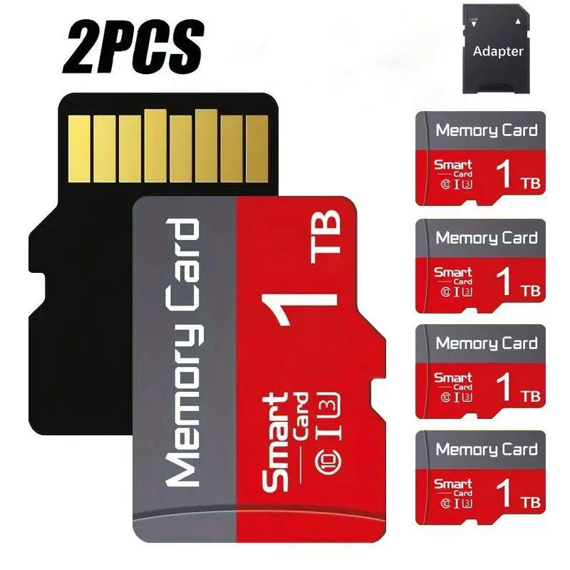 Dual-card 1TB micro TF card, micro SD card, SD card, SD storage card, Microsdxc card with adapter, flash memory, TF/SD card, suitable for general storage cards for tablets, mobile phones, computers, headphones, speakers and monitoring devices.