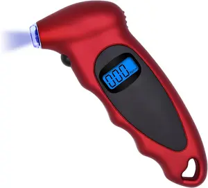 Digital Tire  Gauge, 150 PSI 4 Settings Accurate Tire Gauge with Non-Slip Grip, Backlight LCD Tire  Gauge Reader Checker Tool for   Bicycle  (Red)
