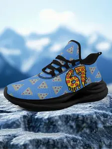 Men’s Fun Pizza Pattern “67” Graphic Low-Top Casual Sneakers, Plus Size Fashion Trend Shoes with Midsole Suspension Technology, Lightweight Soft Sole Sports Trainers, Perfect for Daily Wear, Outdoor, Walking, and Travel