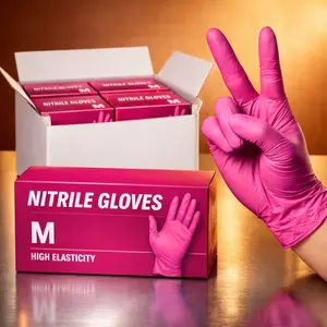 102/1000 Light Pink Nitrile Disposable Gloves, 4.62 Mil, Comfortable to Wear, Powder-Free - Latex-Like Style, Suitable for Tattooing, Hairdressing, Handicrafts, Pet Care, Dishwashing, Household Cleaning, Ideal for Daily Use. Light pink, Baby pink, Bl