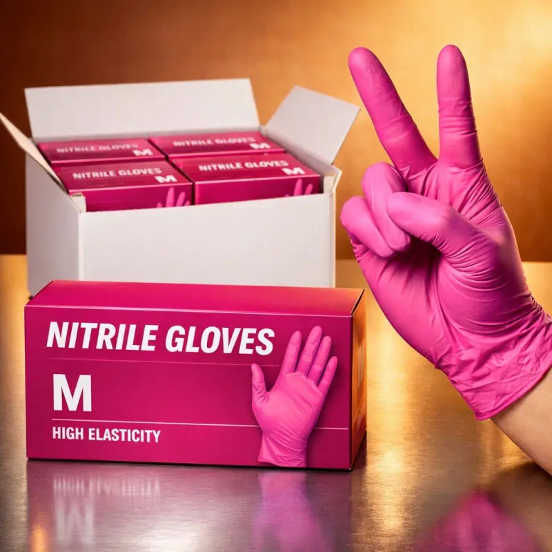 102/1000 Light Pink Nitrile Disposable Gloves, Durable cleaning gloves, 4.62 Mil, Comfortable to Wear, Powder-Free - Latex-Like Style, Suitable for Tattooing, Hairdressing, Handicrafts, Pet Care, Dishwashing, Household Cleaning, Ideal for Daily Use