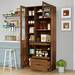 [Bellemave] Kitchen Hutch Cabinet  Farmhouse Kitchen Hutch Buffet Cabinet with Microwave Stand, Freestanding Buffet Sideboard Coffee Bar Cabinet