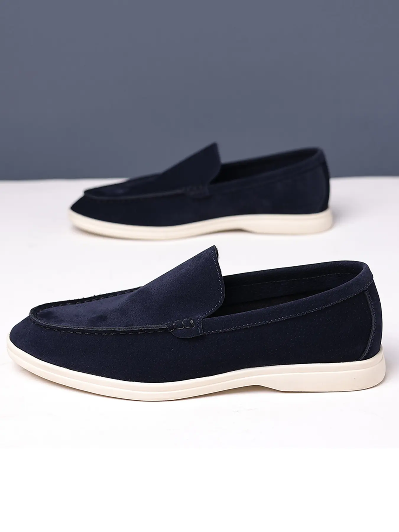 Men's Minimalist Solid Color Walking Shoes, Soft Comfortable PU Leather Casual Slip On Style Sneakers, Perfect for Daily Wear, Business, Parties, Footwear Slipon