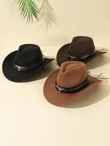 1pc Women's Western Classic Cowboy Hat, Lightweight Sun Hat for Outdoor, Party, Photography, Casual Wear, Vintage Style, Breathable Material