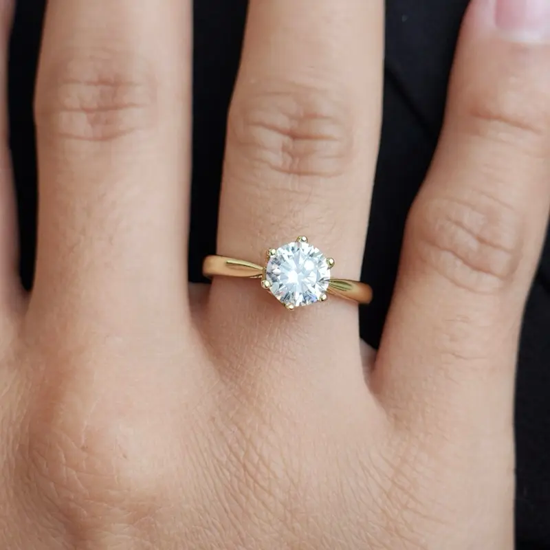 ViOrO 14K Gold Plated Ring - Electro Laminated with Zircon-Embedded, Stylish Women 's Daily Accessory