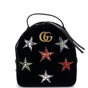 Pre-owned GUCCI Velvet Backpacks GG Marmont Backpack Embellished Matelasse Small by Rebag