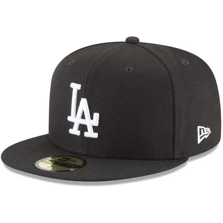 New Era Dodgers 59FIFTY Fitted Hat – Classic Black Cap with Prominent White LA Logo