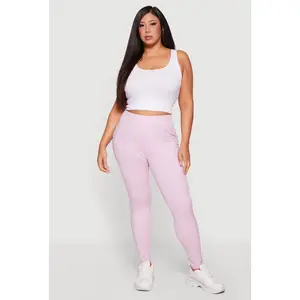 Plus Size High Waist Leggings with Cell Phone Pockets