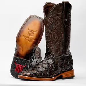 Brown Jumbo PRINT Leather Boots - Square Toe