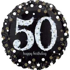 Sparkling 50th Birthday Mylar Balloon - 18 Inch