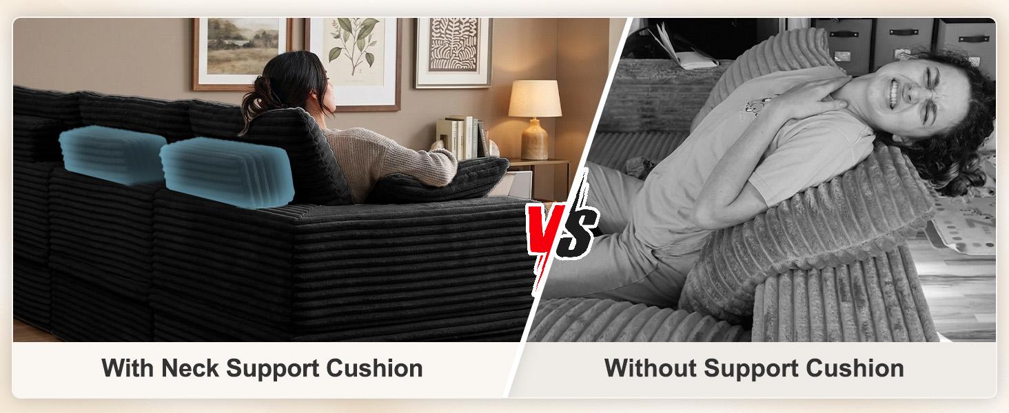 【3 Packages Shipping】NABUMI 142" Modular Sectional Sofa with Storage, Oversized U-Shaped Cloud Couch with Ottoman, 27" Deep Seat Memory Foam Corduroy  6 Seater U Shaped Couch, Free Combination, Tool-Free Assembly, Black BeigeDark Gray Green